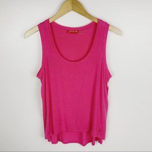 Josie Natori Pink Scoopneck Hi-Lo Tank Top Medium
